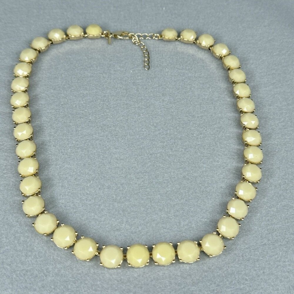 Banana Republic Beaded Statement Necklace Pale Honey Faceted Prong Set Gold Tone - Picture 4 of 8